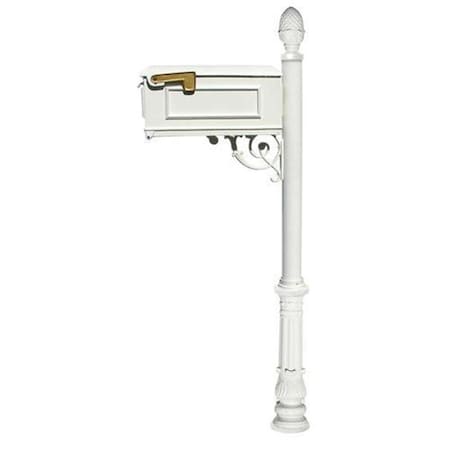 Grandoldgarden Mailbox System with Post Ornate Base & Pineapple Finial - White GR3744382